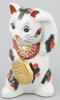 Kutani ware Oval Maneki-neko (Lucky Cat) Calico, size 3 A-0070