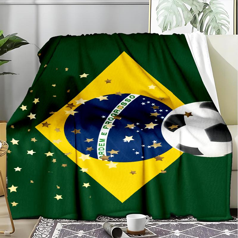 1PC Brazil Artwork Printed Soft Flannel Blanket Throw for Adult Bedroom Living Room Sofa Camping Travel Fan Gifts Christmas Gifts