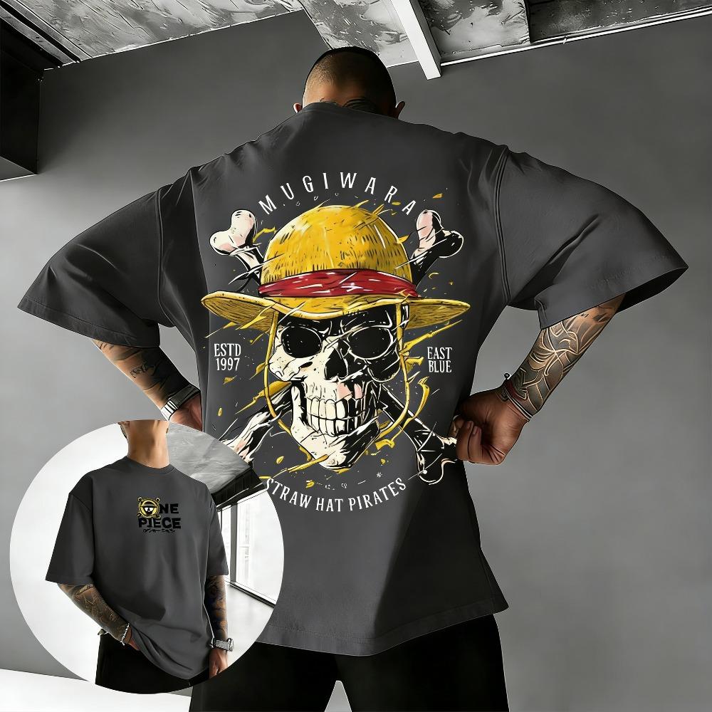 Plus Size One Piece Anime Printed Men and Women Tshirt Summer Casual Parent Child Top Fashion Harajuku Style Y2K Street Wear