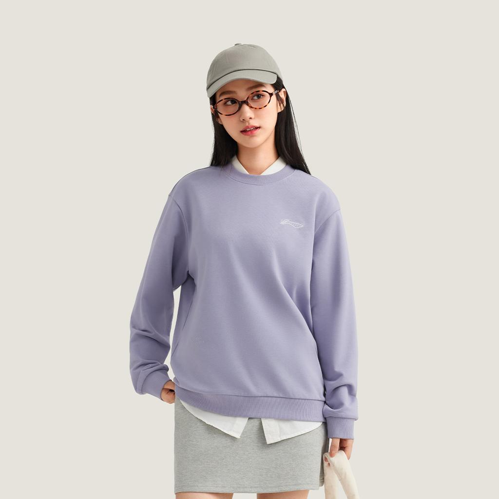 Li Ning Sports Lifestyle Series Loose Fit Crew Neck Logo Sweatshirt Unisex Sweatshirt AWDVF75-3