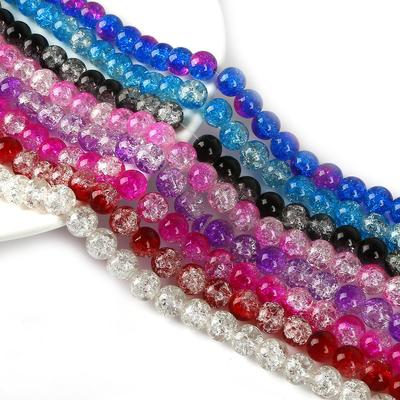 Perline di vetro craquelé rotonde di colore 4/6/8/10mm per la creazione di gioielli, collane con bracciale fai da te
