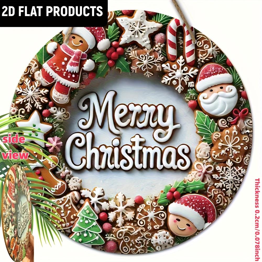 

1pcs 2D Flat Christmas Wooden Sign with Sugar House and Gingerbread Patterns Winter Retro Style Christmas Home Courtyard Decorat