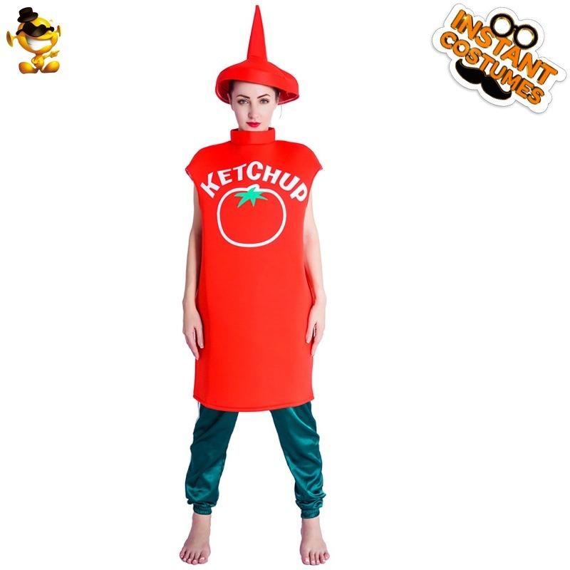 Adult Couple Halloween Ketchup Cosplay Costume Stage Costume Masquerade Spoofing