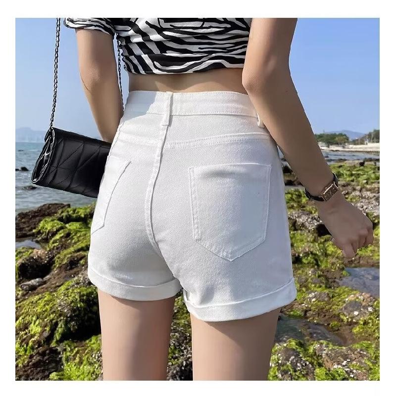 White Denim Shorts for Women, Summer 2026 New Model, High-waisted, Slimming, Loose, Wide-leg, Sexy A-line Shorts