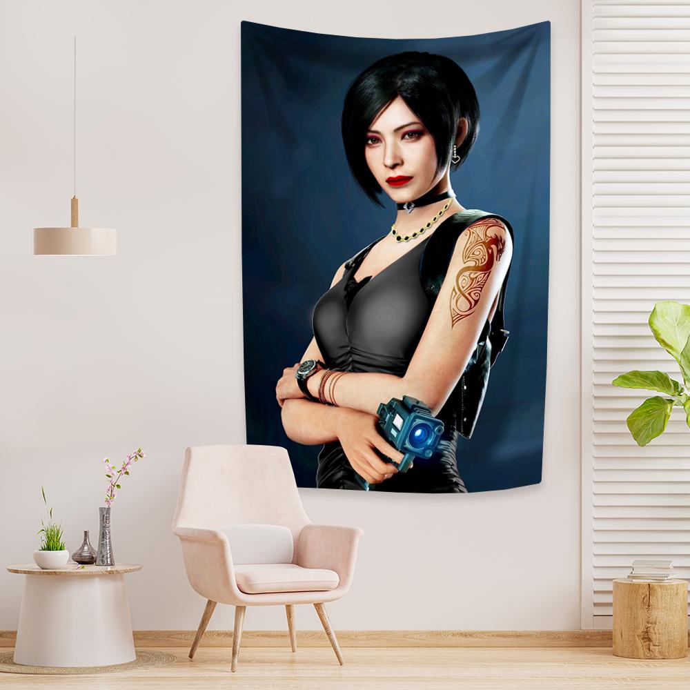 

Classic Horror Game Character Tapestry Ada Prints Home Decor Aesthetics Wall Hanging Bedroom Dormitory Backdrop Covering Banner 29x37in
