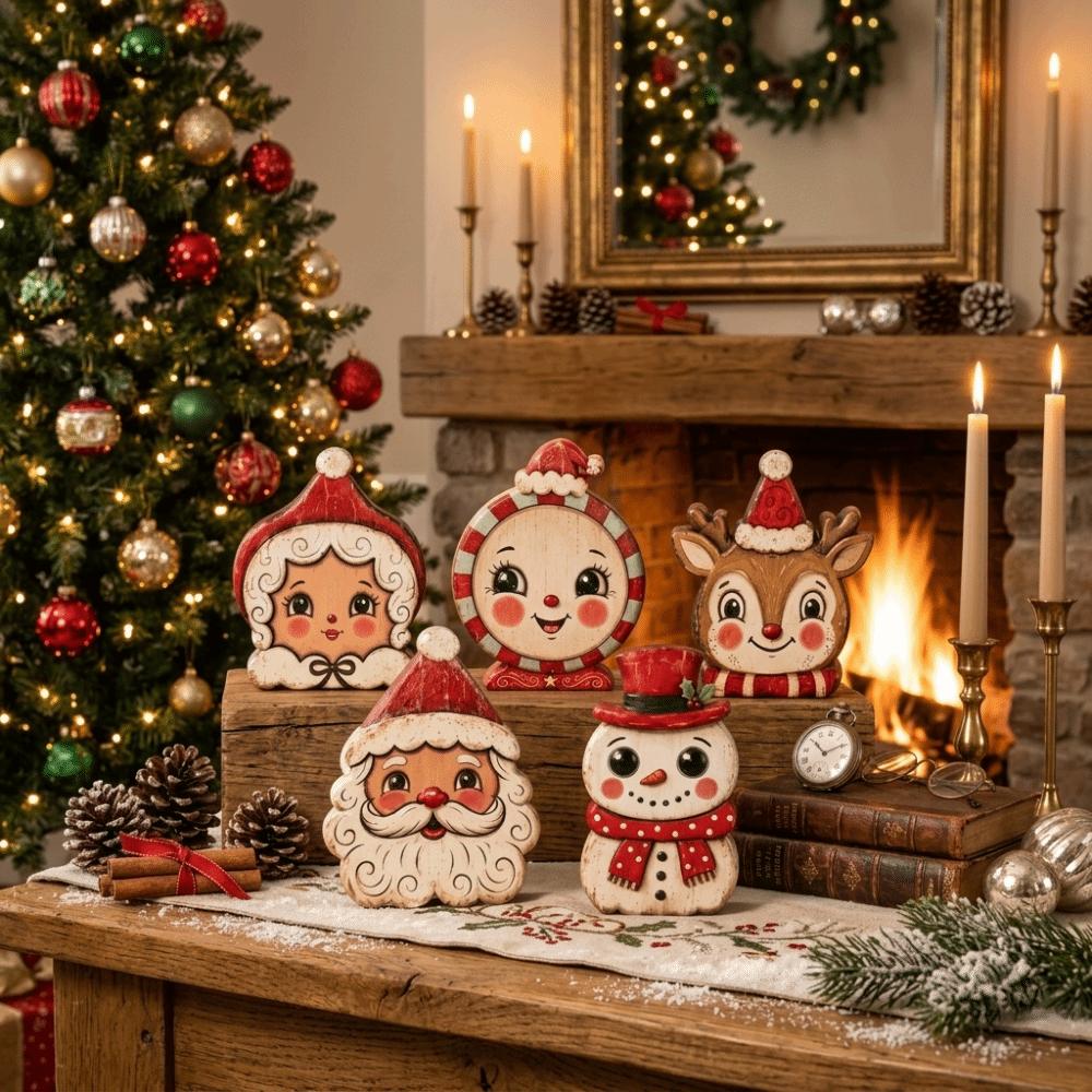 Snowman Christmas Ornaments Wooden Xmas Desktop Ornaments Christmas Decoration Christmas