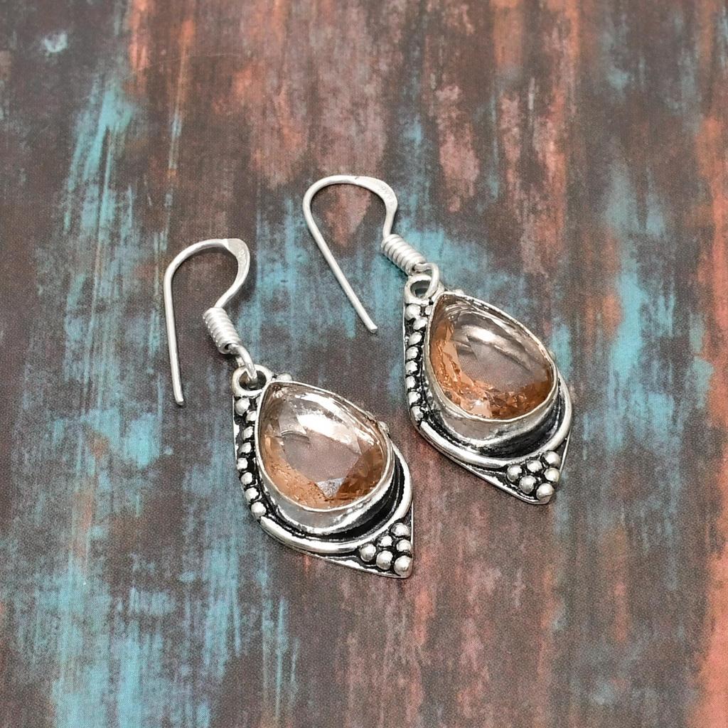 Orecchini A Perno In Argento 925 Con Pietra Naturale Grezza, Fatti A Mano, Gioiello Unico Per Donne, Codice RSSE