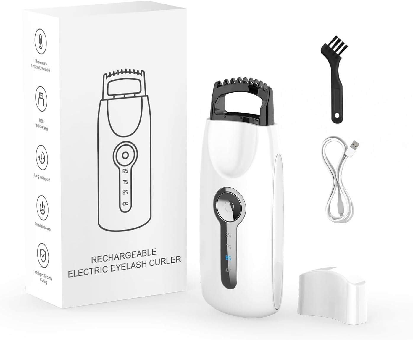 

2024 Новый 5D Push нагреваемый щипцы для завивки ресниц с 3 температурами и 8-секундным быстрым нагревом микро/профессиональная/матовая текстура для четкой завивки каждый раз белый