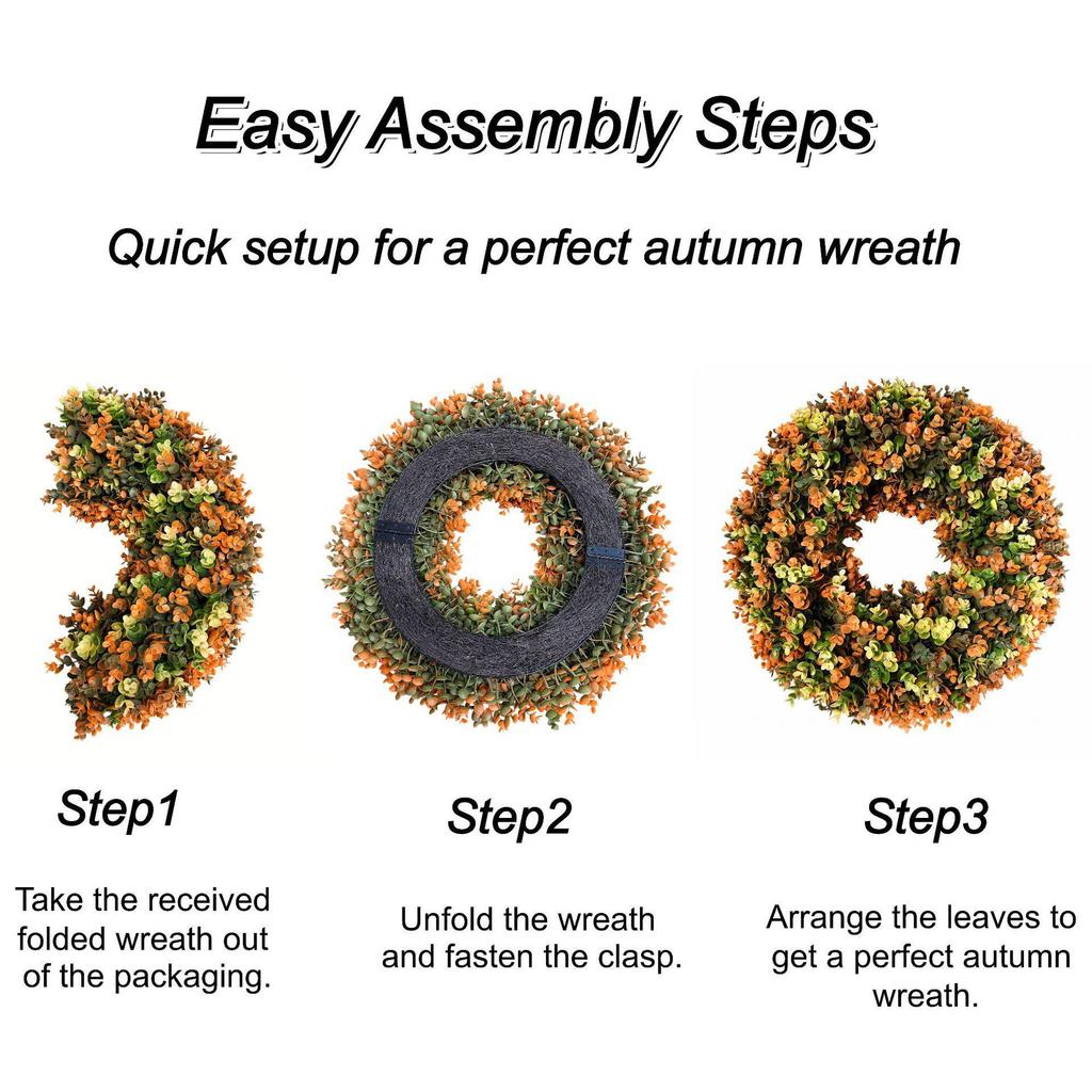Autumn Eucalyptus Boxwood Wreath for Wall or Front Door Decoration