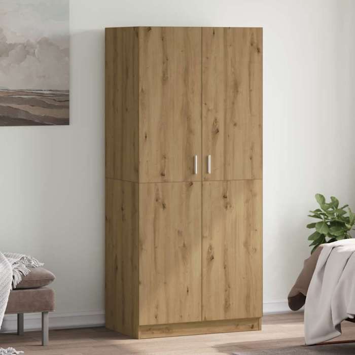 VidaXL Armoire en chêne artisanal 90 x 52 x 200 cm bois d'ingénierie, placard, rangement pour vêtements, armoire en tissu, 855885