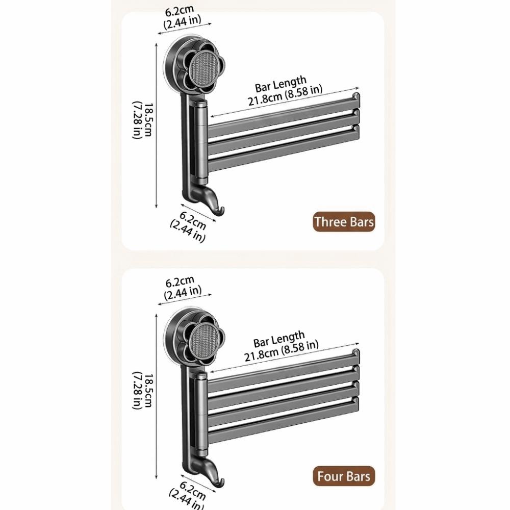 Rotating Towel Hanger Wall Mounted Bath Towel Holder Multi-Rod Towel Rack Shower