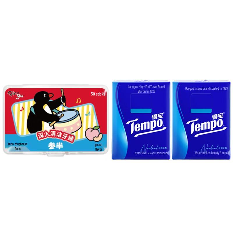Tempo Tissues & Peach Dental Floss Travel Pack