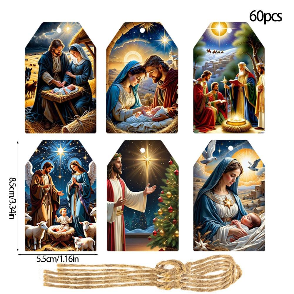 Moda 60 de buc Etichete pentru Crăciun Fericit, Hârtie de împachetat pentru cadouri, DIY, Etichete pentru Crăciun Fericit, Etichete pentru Crăciun Fericit.