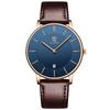 Men's Minimalist Analog Watch with Date Leather Strap Orange Blue 02-Brown Blue