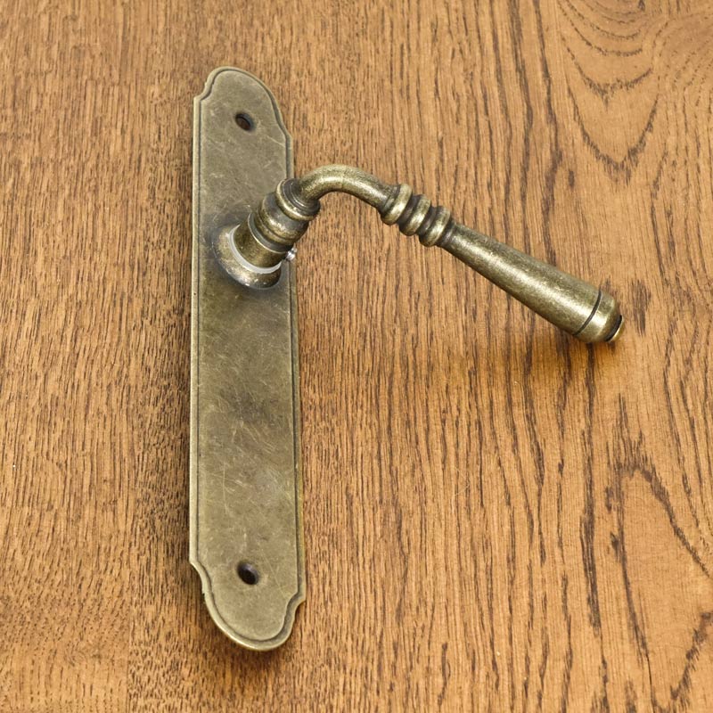 DEVON Door Handle with Plate Without Hole ANTIQUE GOLD