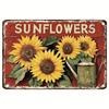 Vintage Sunflower Metal Wall Art Rustic Garden Sign with Chain for Kitchen Decor