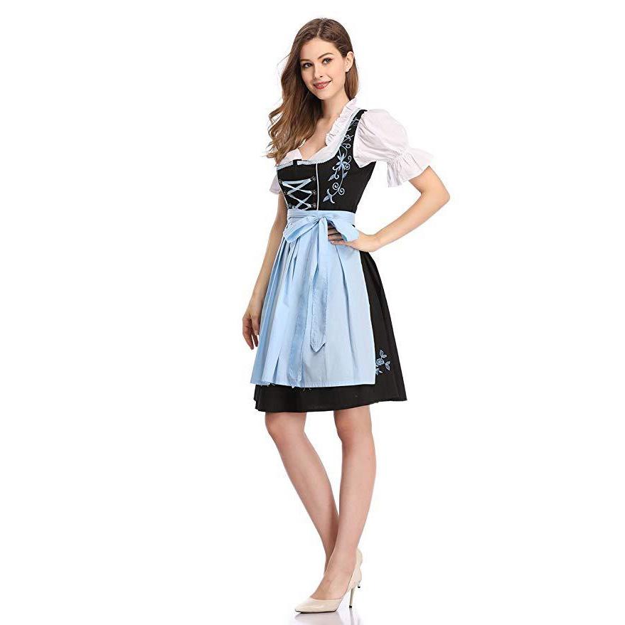 Elegant Women Traditional Floral Dirndl Dress Set For Oktoberfest Celebrations