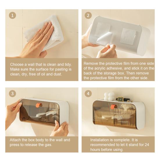Wall Mount Storage Box with Adjustable Dividers Flip-open Collapsible Closet Plastic Socks Underwear Organizer for Home Dorm