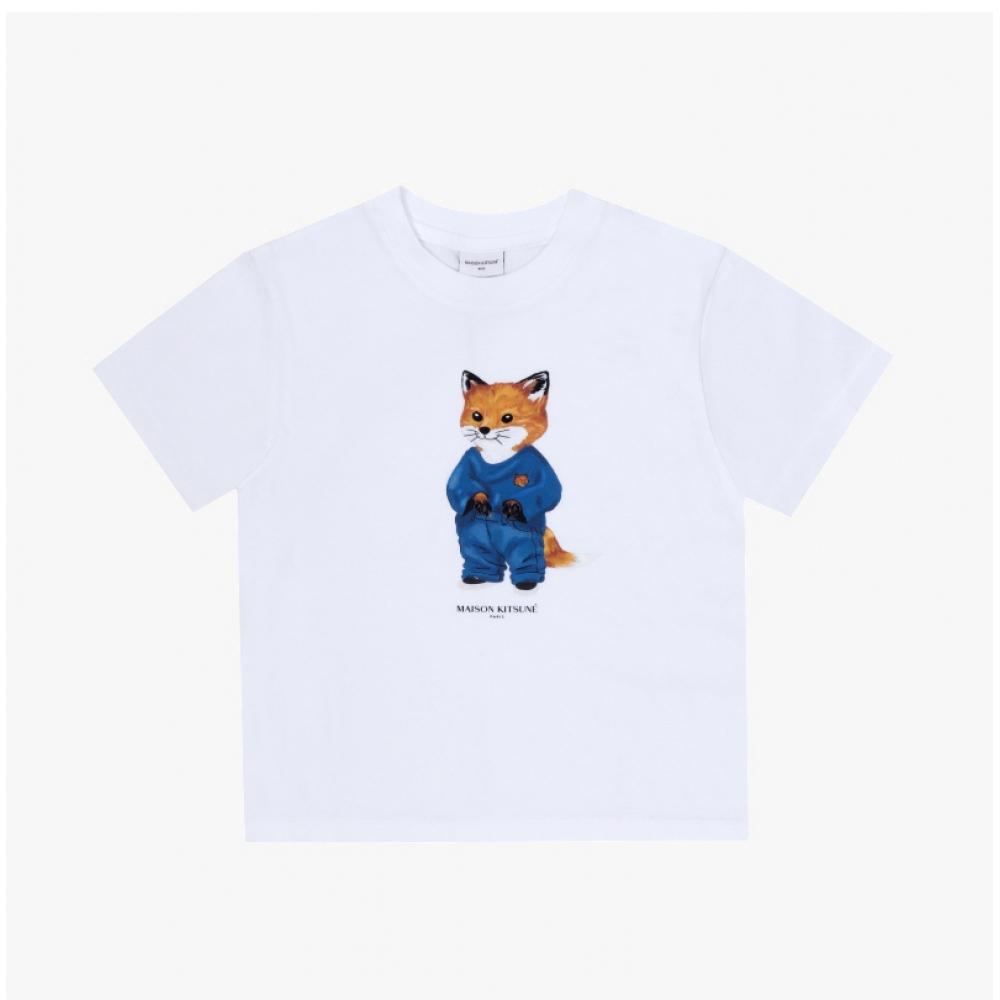 Maison KiTsune Детская футболка с коротким рукавом Kiddy Fox принт mqujT01kjbiT2 MQUJT01KJBIT2 P100 (6A)
