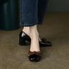 Fashion French Women High Heels 2024 Spring Autumn New Women Shoes Comfort Versatile Womens Leather Shoe Soft Soled Coarse Single Shoes