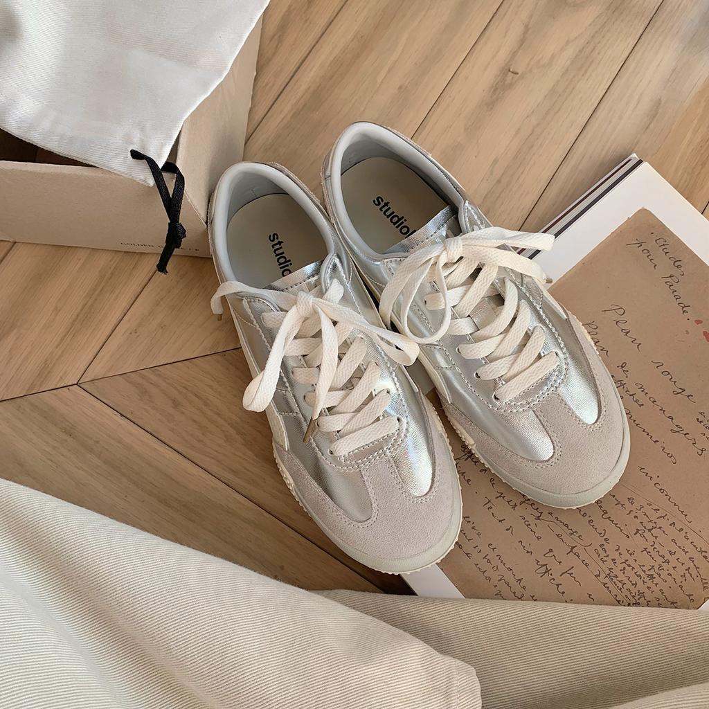 Grape mother same casual shoes Forrest Gump women's shoes lace-up casual leather German training shoes women's little white sports shoes