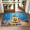 Crystal Velvet Square Rug Custom NameSpongeBob Pattern Non Slip Home Floor Decor Rug
