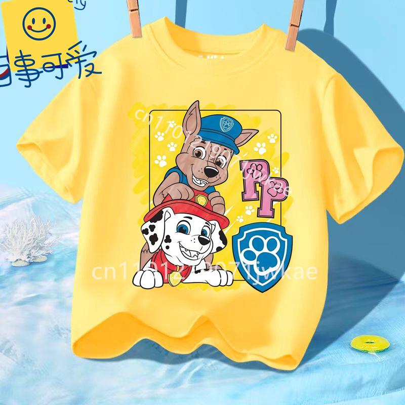 Summer Kids Korean Clothes Baby Casual Tees Cute Birthdays Gifts Paw Patrols Girl Boys T Shirt Cartoon Skye Short Sleeve Tops