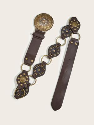 Millennium Spice Girl Retro Ring Rivet Belt Flying Ring Design, Half Body Belt Belt Belt