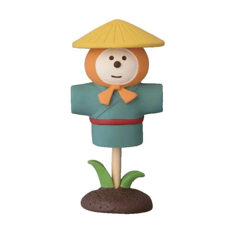 1pc Japanese Harvest Season Scene Decoration ZAKKA Fashion Play Gift Scarecrow Cat Toy DIY Resin Craft Small Decoration