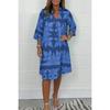 Women Floral Print Dress V Neck 3 4 Sleeve Midi Fall New Casual European American Style