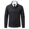 2024 Men's Plus Velvet Half-Zip High Collar Sweater - Autumn/Winter Fashion Knit Pullover