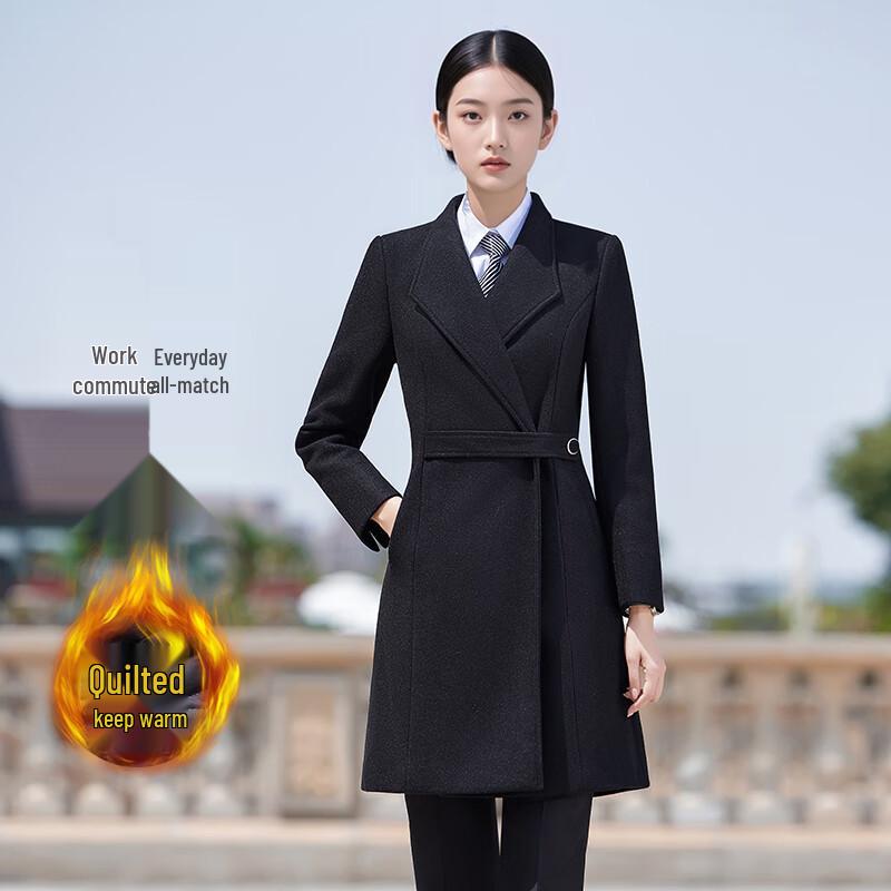 Women s Black Wool Blend Professional Winter Coat XL