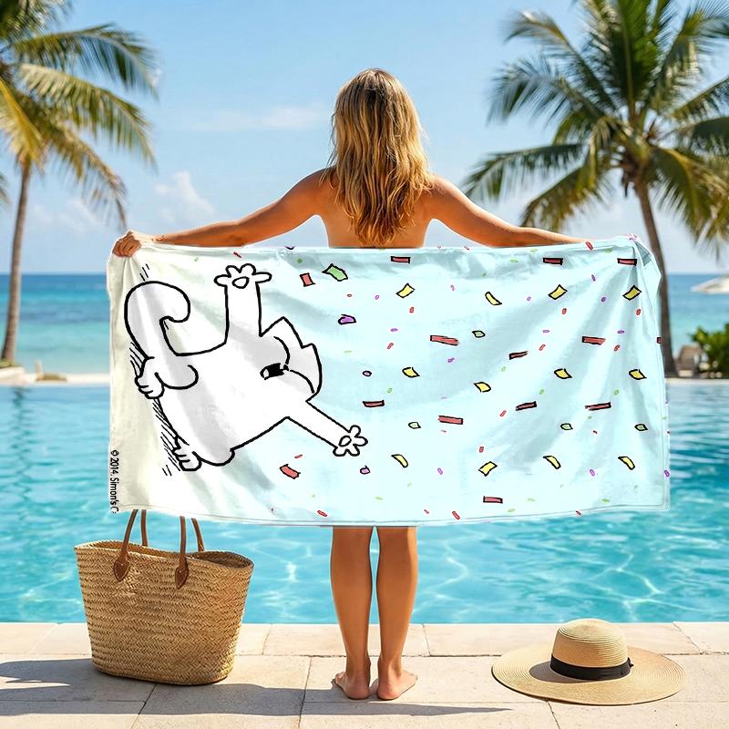Simon'S Cat Fashion Beach Towel: Ideal for Summer Adventures Soft, absorbent and quick drying suitable for swimming and bathing