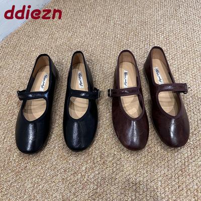 Fashion Female Shallow Footwear Women Flats With Shoes Soft Round Toe Fashion Buckle Strap Mary Janes Ladies Flats Shoes