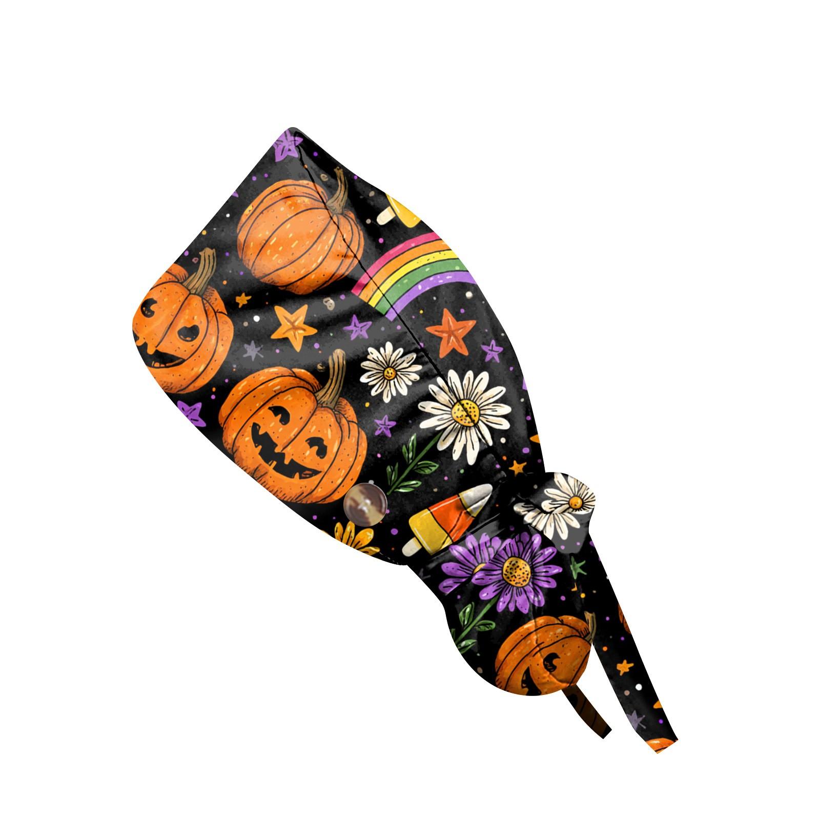 

Модная рабочая кепка с принтом на Хэллоуин, повседневная женская кепка с хвостиком, кепка с постиранной резинкой, кепка Baotou One Size