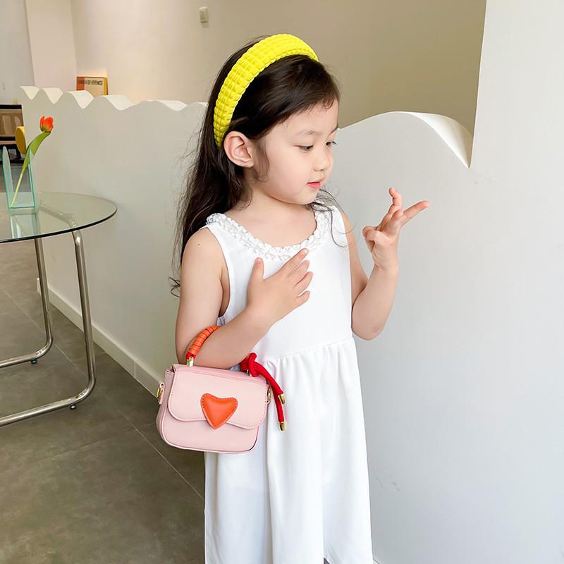 Trendy Mini Pu Handbag For Children Stylish Heart Design Cute Crossbody Bag