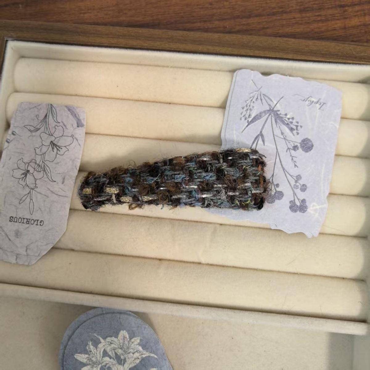 Retro Woolen Hair Clip for Women - High-End Bangs and Flyaway Control