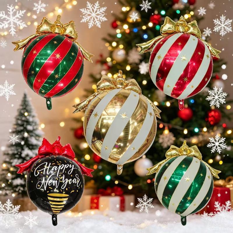 10Pcs Christmas Decorations, Spherical Aluminum Foil Balloons, Holiday Parties, Shop Window Decorations, Supplies