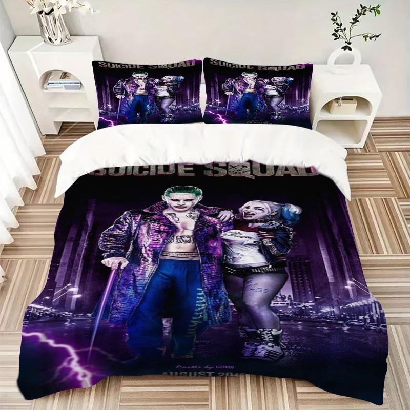 Set Biancheria da Letto Joker & Harley Quinn Copripiumino Regalo per Camera da Letto, Include 1 Copripiumino e 2 Federe, Senza ImbottituraB431