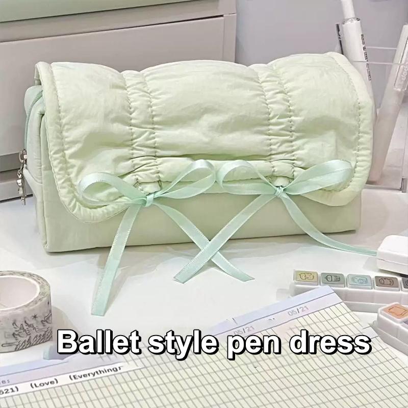 

Creative Korea Style Bow Pencil Case Large Capacity Multi-Layer Storage Drawstring Pencil Bags Office Supplies Storage Bag зелёный