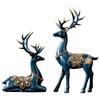 2 Deer Figurines Reindeer Sculptures Art Works Ornament Souvenirs Tabletop Elk Statues for