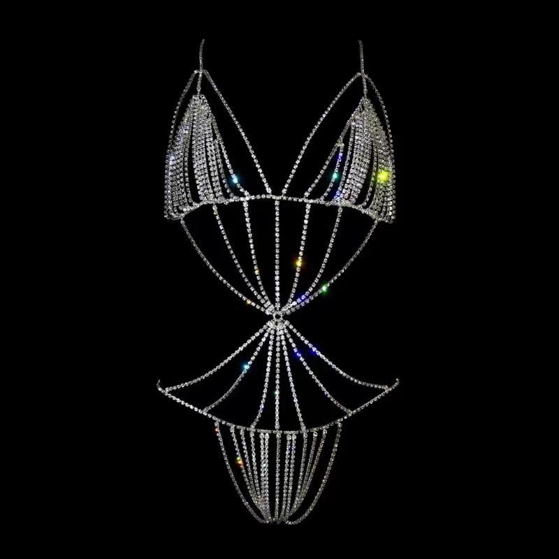 

New Accessories, Exaggerated Rhinestone Body Chain, Diamond Bra And Underwear Integrated Chain Set, Nightclub Flash Diamond Clothing.