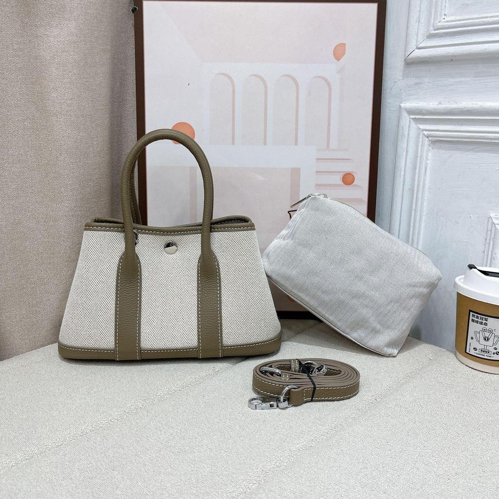 2024 Large Capacity Canvas and Cowhide Tote Bag for Women
