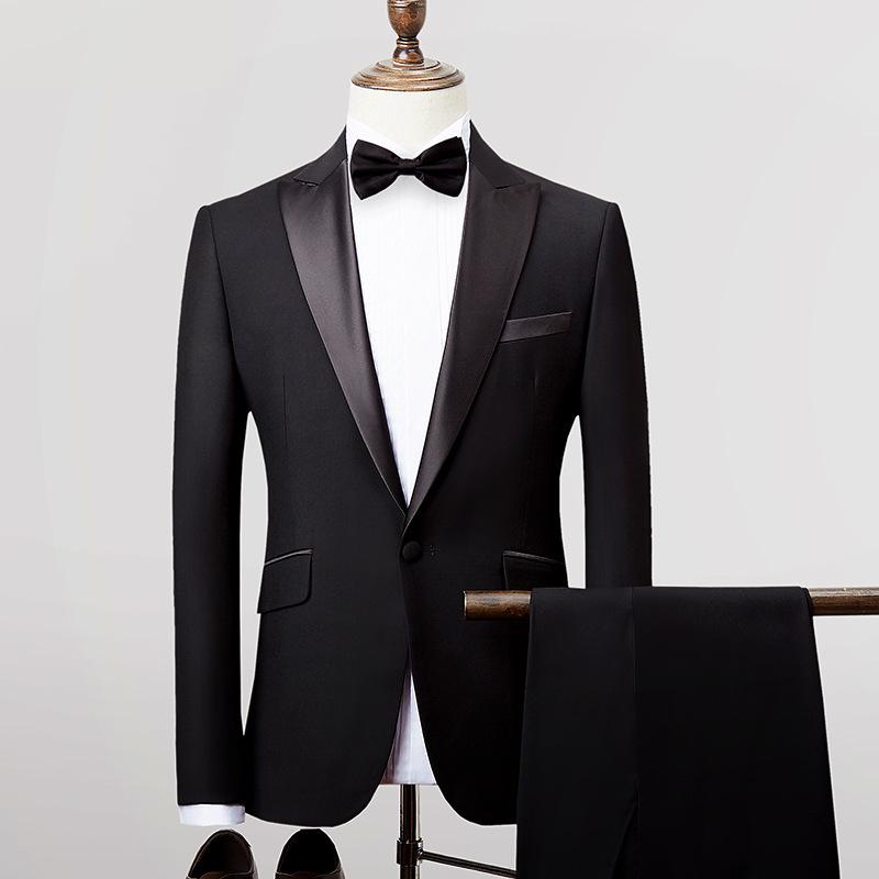 Men's Slim Fit Korean Tuxedo Suit for Wedding, Host, Photography
