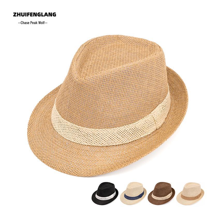 Summer Wool Knit Mesh Fedora Hat with Leather Band
