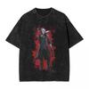 Oversized Acid-Wash Vintage Short-Sleeve T-Shirt Featuring Devil May Cry Dante Battle Stance Graphic Print