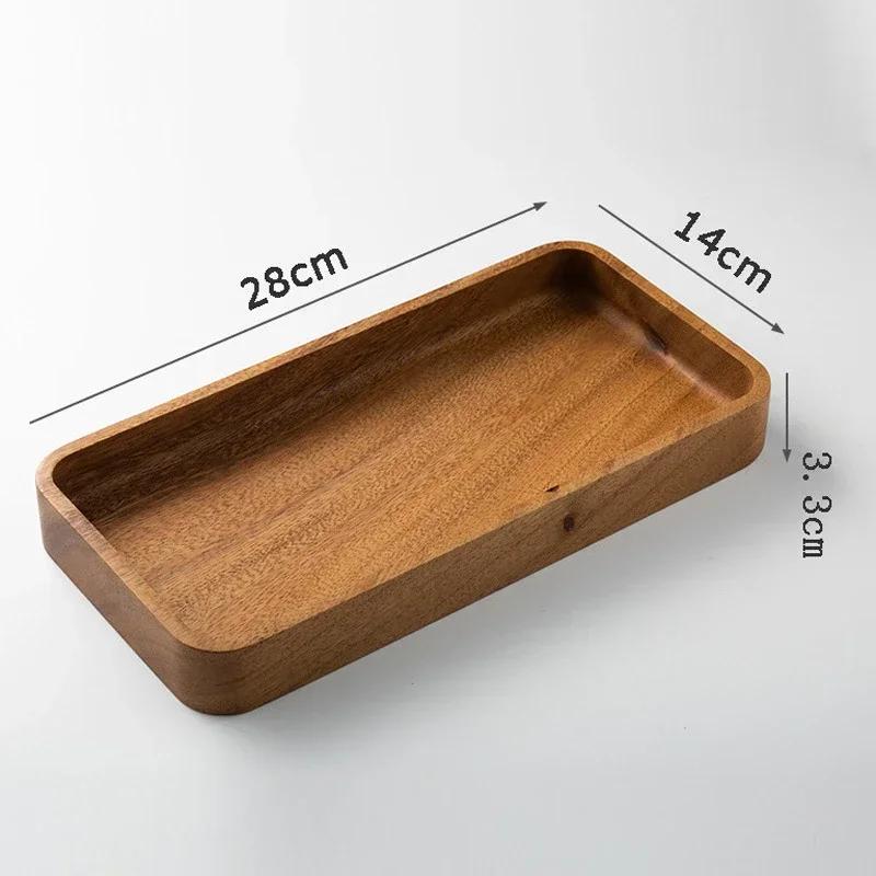 Breakfast Plate Rectangular Deep Plate Tray for Food Snack Dish Fruit Bowl Wooden Tableware Plates Trays Serving Dry Wood Dining