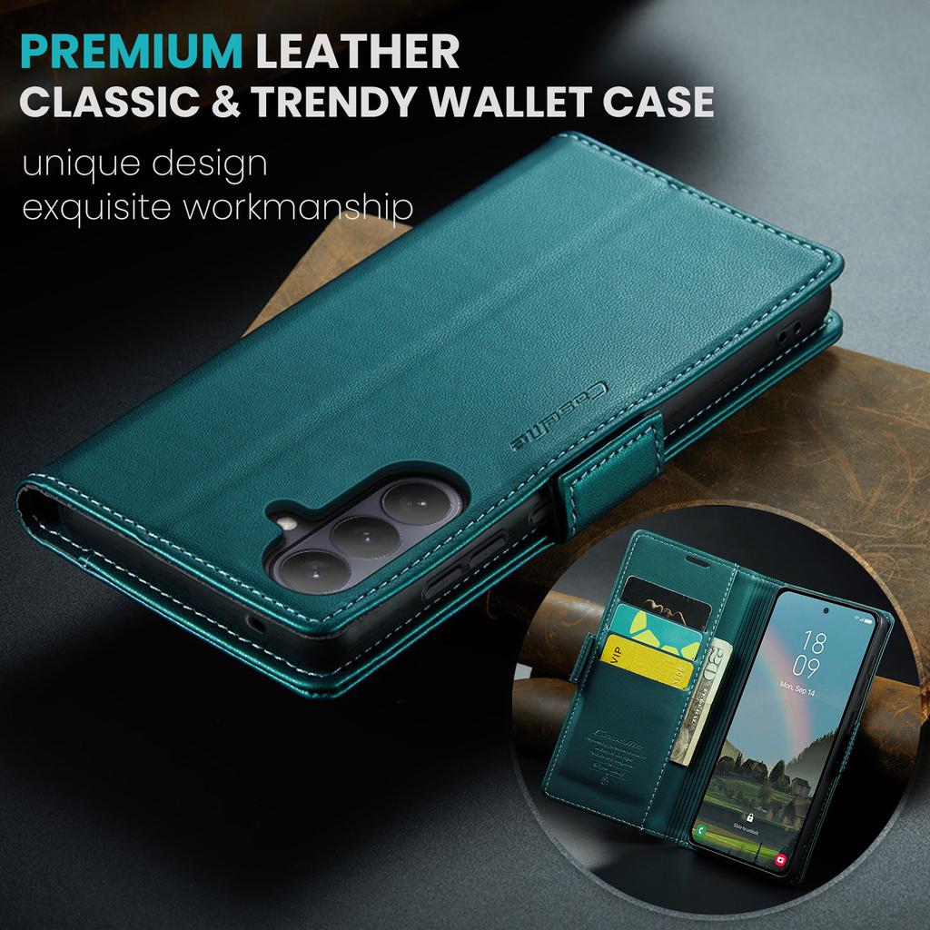 For Samsung Galaxy A37 5G Case CASEME 023 Series RFID Blocking Wallet Stand Glossy Litchi Texture Leather Phone Cover