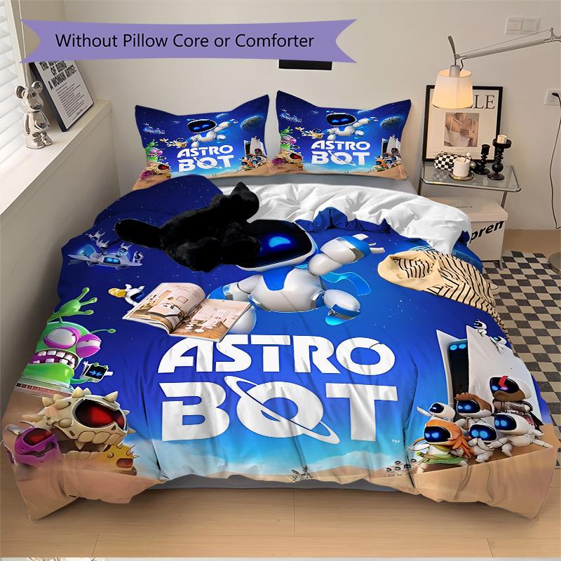 Astro Bot Adventure Print 3Pcs Bedding Setduvet Cover With 2 Bedropillowcase Home Birthday Gift