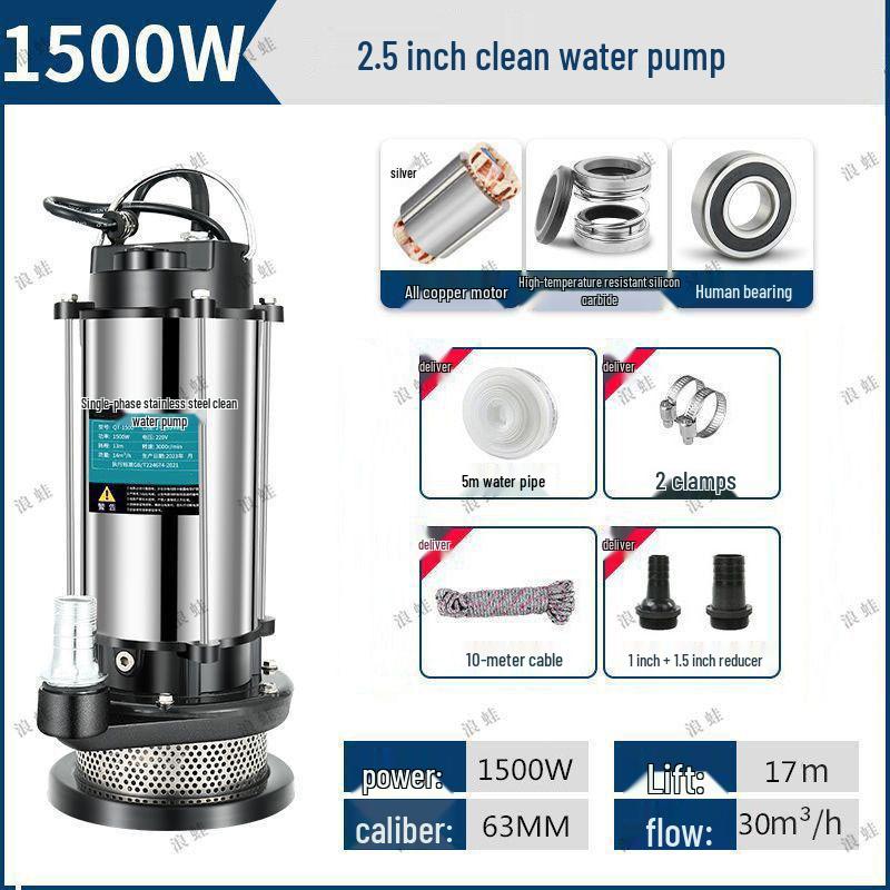 Copper Core 220V Stainless Steel Submersible Water Pump for Household, Sewage, and Agricultural Use